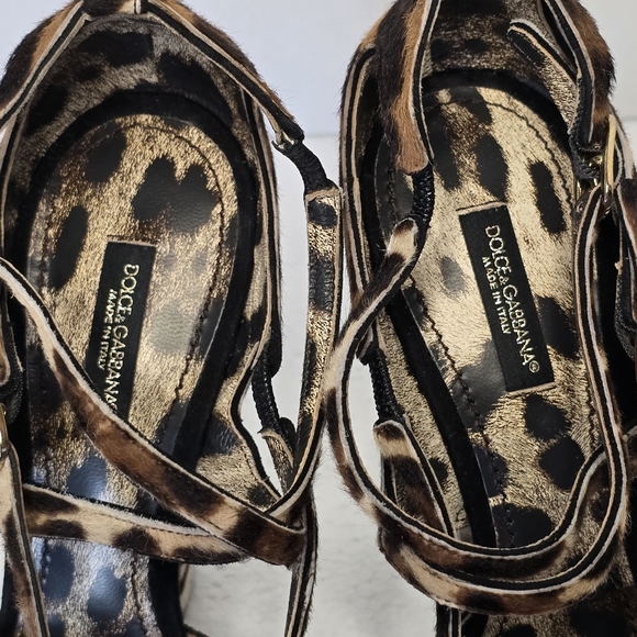 Dolce and Gabbana Animal Print Calf Hair Strappy Heels Size EU 38/ US 8 - Picture 9 of 15